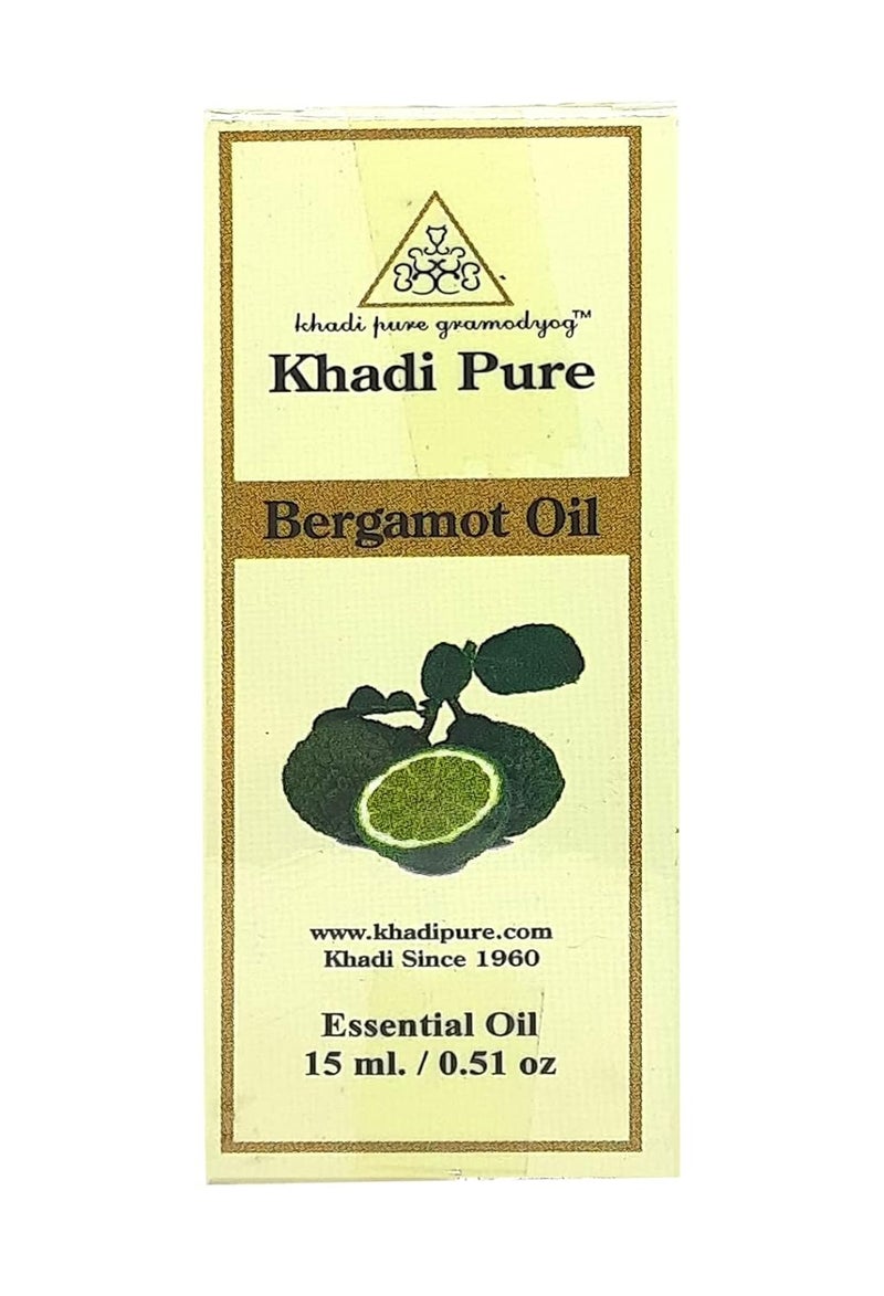 Khadi Pure Gramodyog Khadi Pure Herbal Bergamot Essential Oil  Uplifting  Calming Aromatherapy Blend  Enhances Mood Reduces Stress  Promotes Healthy Skin  100 Natural  Therapeutic Grade  15 ml  - Image 1