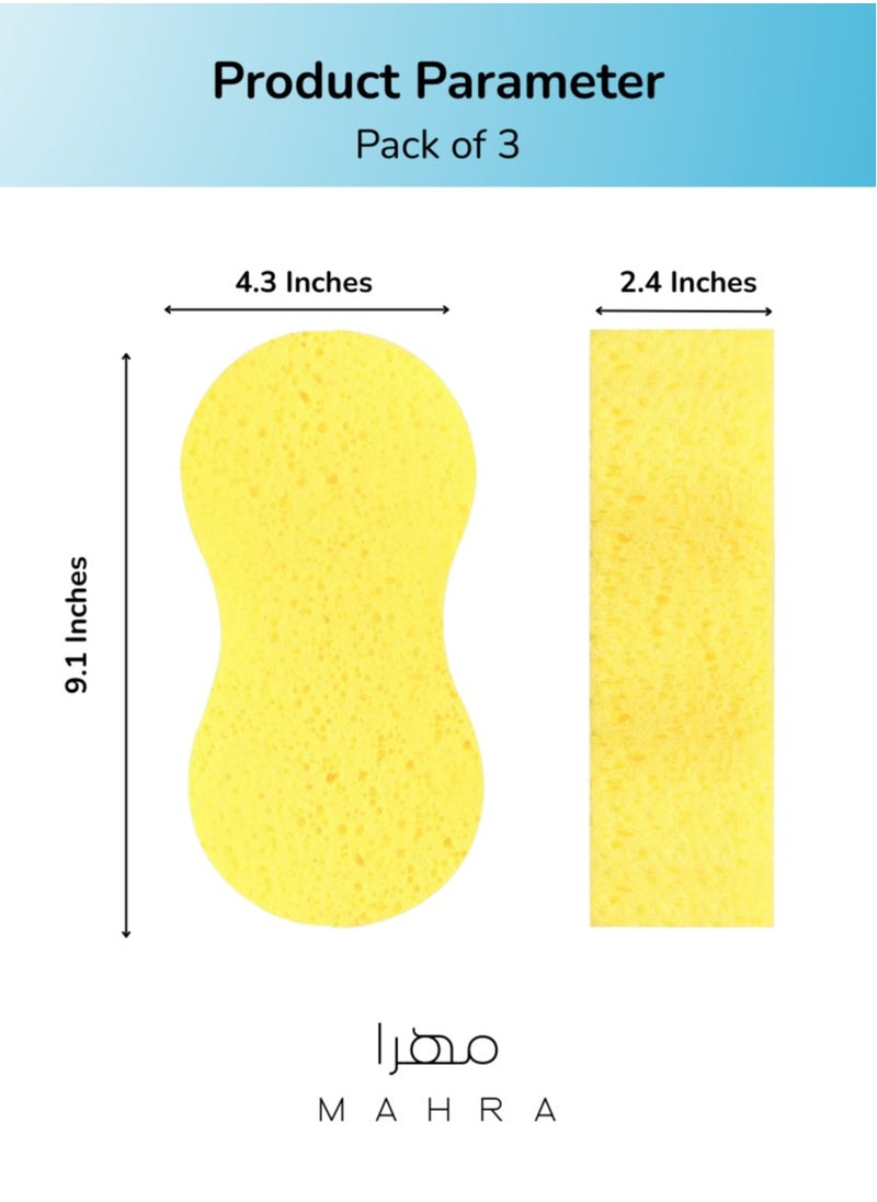 Generic Jumbo Car Wash Sponges - Pack of 3 | Bright Yellow | High-Density Foam with Microfiber | Non-Scratch, Absorbent & Durable | Ideal for Car, Truck, SUV, Boat Detailing, Polishing & Waxing | Eco-Friendly & Ergonomic  - Image 2