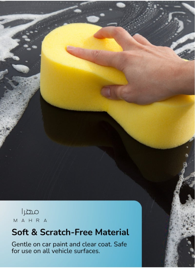 Generic Jumbo Car Wash Sponges - Pack of 3 | Bright Yellow | High-Density Foam with Microfiber | Non-Scratch, Absorbent & Durable | Ideal for Car, Truck, SUV, Boat Detailing, Polishing & Waxing | Eco-Friendly & Ergonomic  - Image 4