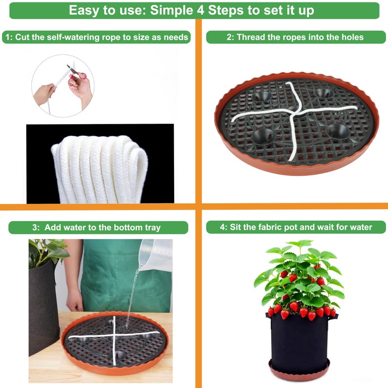 ORIMERC Fabric Grow Bag with Self-watering Base, 4 Pack 5 Gallon Nonwoven Garden Pot with Handle, Automatic Watering Planter, Cloth Plant Container with Self Watering System Tray Saucer Vegetable Fruit Flower - Image 5