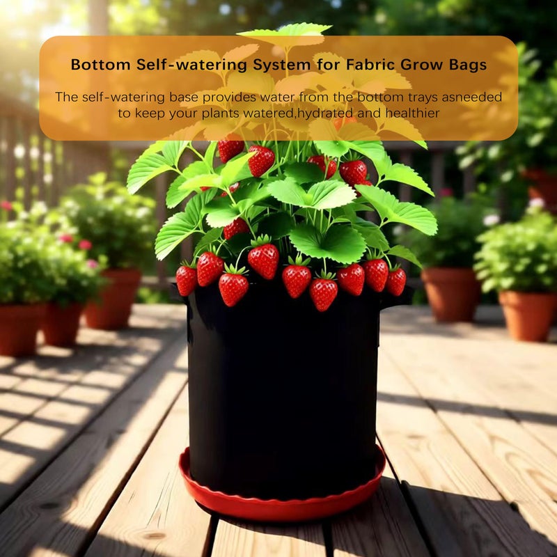 ORIMERC Fabric Grow Bag with Self-watering Base, 4 Pack 5 Gallon Nonwoven Garden Pot with Handle, Automatic Watering Planter, Cloth Plant Container with Self Watering System Tray Saucer Vegetable Fruit Flower - Image 2