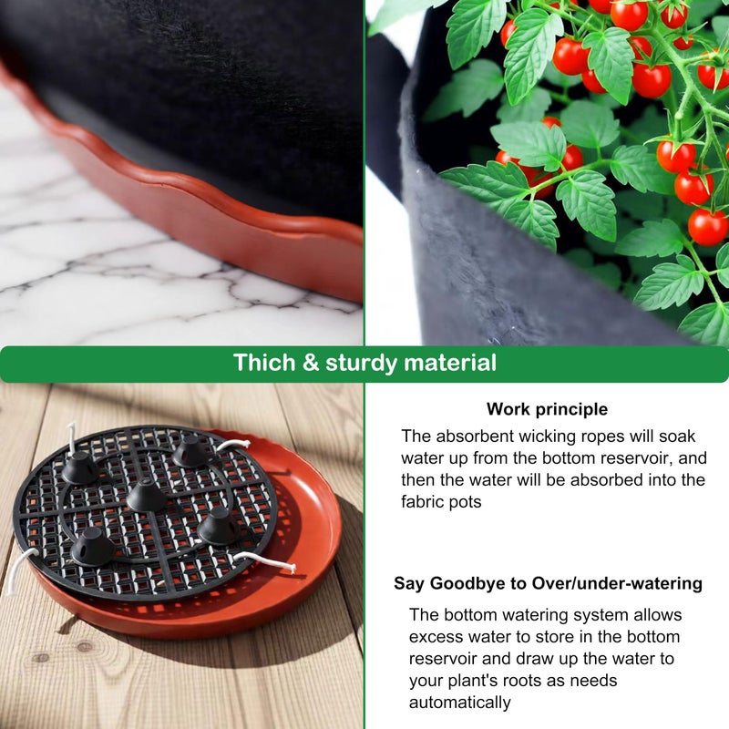 ORIMERC Fabric Grow Bag with Self-watering Base, 4 Pack 5 Gallon Nonwoven Garden Pot with Handle, Automatic Watering Planter, Cloth Plant Container with Self Watering System Tray Saucer Vegetable Fruit Flower - Image 3
