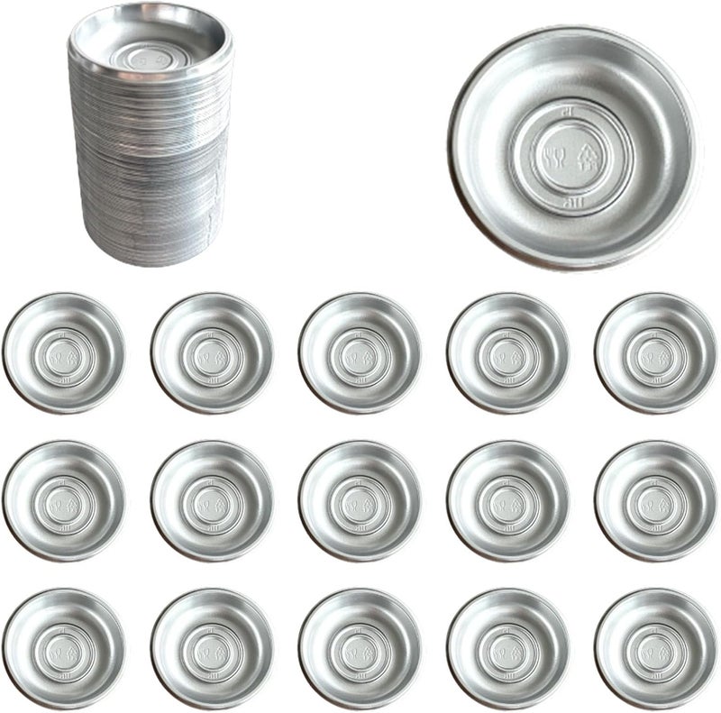 Xanadued 100 Pcs Plastic Disposable Sauce Dishes Dipping Soy Sauce Seasoning Plate Bowls Mini Condiment Appetizer Tray for Sushi Soy Mustard Vinegar Ketchup BBQ Silver Circular - Image 1