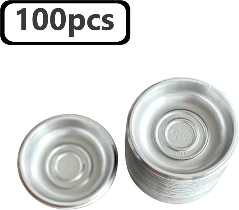 Xanadued 100 Pcs Plastic Disposable Sauce Dishes Dipping Soy Sauce Seasoning Plate Bowls Mini Condiment Appetizer Tray for Sushi Soy Mustard Vinegar Ketchup BBQ Silver Circular - Image 3