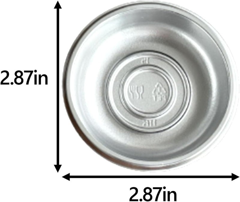 Xanadued 100 Pcs Plastic Disposable Sauce Dishes Dipping Soy Sauce Seasoning Plate Bowls Mini Condiment Appetizer Tray for Sushi Soy Mustard Vinegar Ketchup BBQ Silver Circular - Image 2