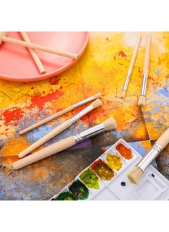 Patelai Wooden Stencil Brushes Natural Stencil Bristle Brushes Dome Art Painting Brushes Wood Paint Template Brush For Acrylic Oil Watercolor Art Painting Diy Crafts Card Making Supplies, 3 Sizes (6 Pieces)  - Image 2