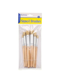 Patelai Wooden Stencil Brushes Natural Stencil Bristle Brushes Dome Art Painting Brushes Wood Paint Template Brush For Acrylic Oil Watercolor Art Painting Diy Crafts Card Making Supplies, 3 Sizes (6 Pieces)  - Image 1