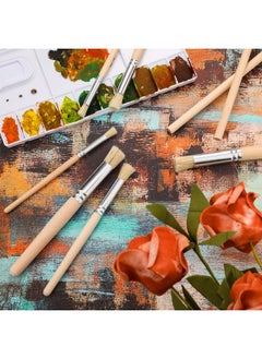 Patelai Wooden Stencil Brushes Natural Stencil Bristle Brushes Dome Art Painting Brushes Wood Paint Template Brush For Acrylic Oil Watercolor Art Painting Diy Crafts Card Making Supplies, 3 Sizes (6 Pieces)  - Image 5