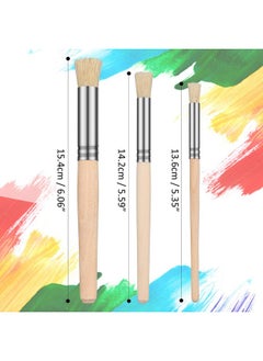 Patelai Wooden Stencil Brushes Natural Stencil Bristle Brushes Dome Art Painting Brushes Wood Paint Template Brush For Acrylic Oil Watercolor Art Painting Diy Crafts Card Making Supplies, 3 Sizes (6 Pieces)  - Image 4