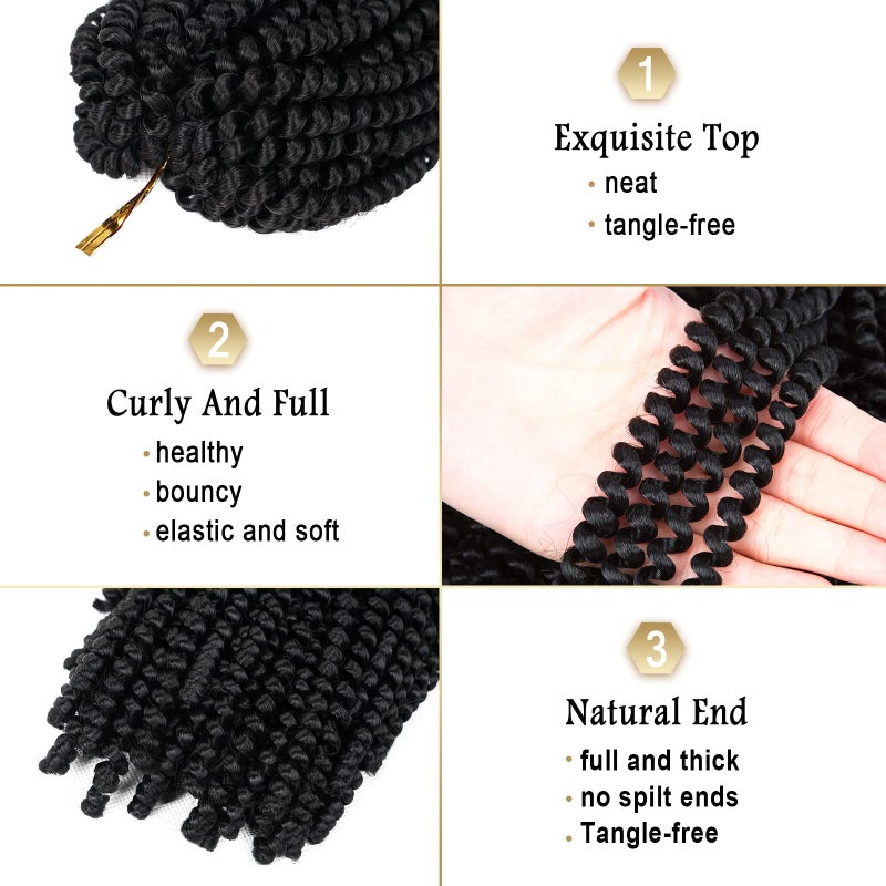 Beyond Beauty Crochet Hair - 90 Strands, 8 Inch Fluffy Spring Twists, Bomb Twist Braids for Black Women (#1) - Image 4