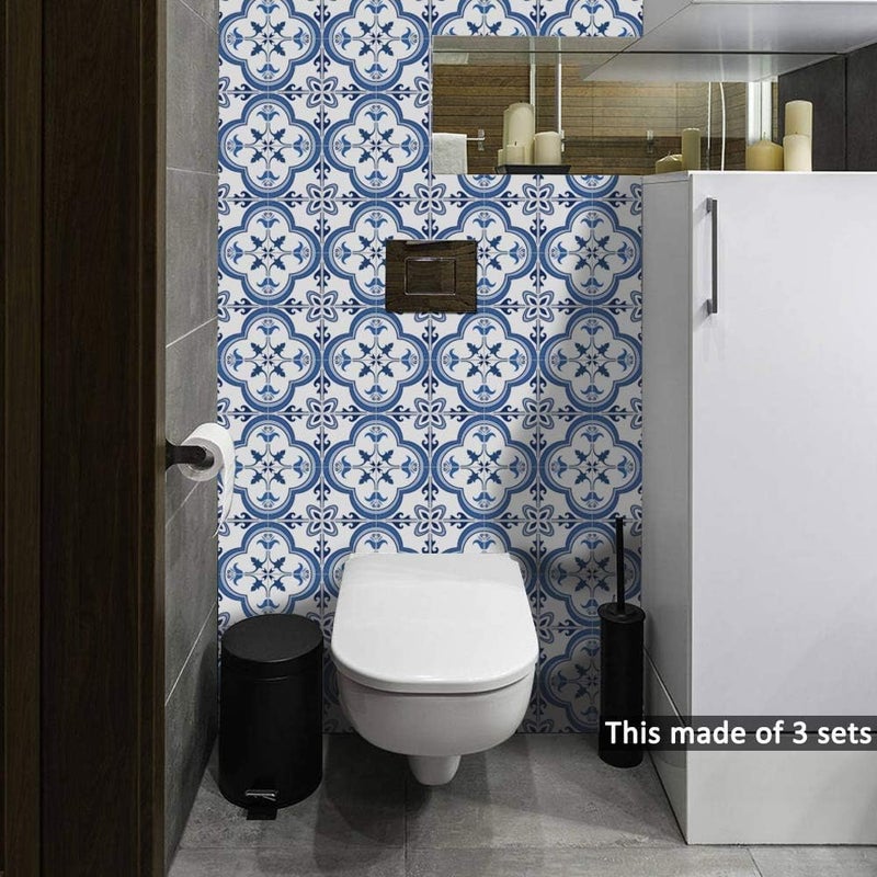 Alwayspon 10 Pieces Square Vinyl Tile Sticker, Self Adhesive Tile Decals for Living Room Kitchen Dining Room Bathroom Decoration (Ts059, 20x20cm) - Image 5