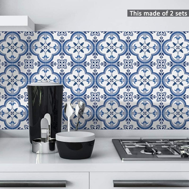 Alwayspon 10 Pieces Square Vinyl Tile Sticker, Self Adhesive Tile Decals for Living Room Kitchen Dining Room Bathroom Decoration (Ts059, 20x20cm) - Image 3