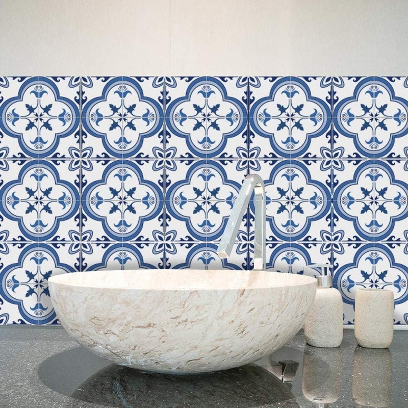 Alwayspon 10 Pieces Square Vinyl Tile Sticker, Self Adhesive Tile Decals for Living Room Kitchen Dining Room Bathroom Decoration (Ts059, 20x20cm) - Image 2