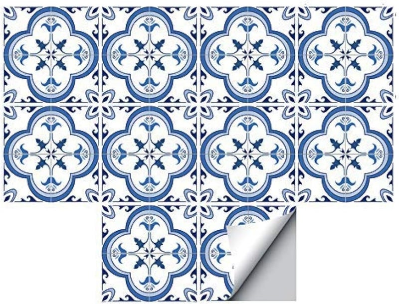Alwayspon 10 Pieces Square Vinyl Tile Sticker, Self Adhesive Tile Decals for Living Room Kitchen Dining Room Bathroom Decoration (Ts059, 20x20cm) - Image 1