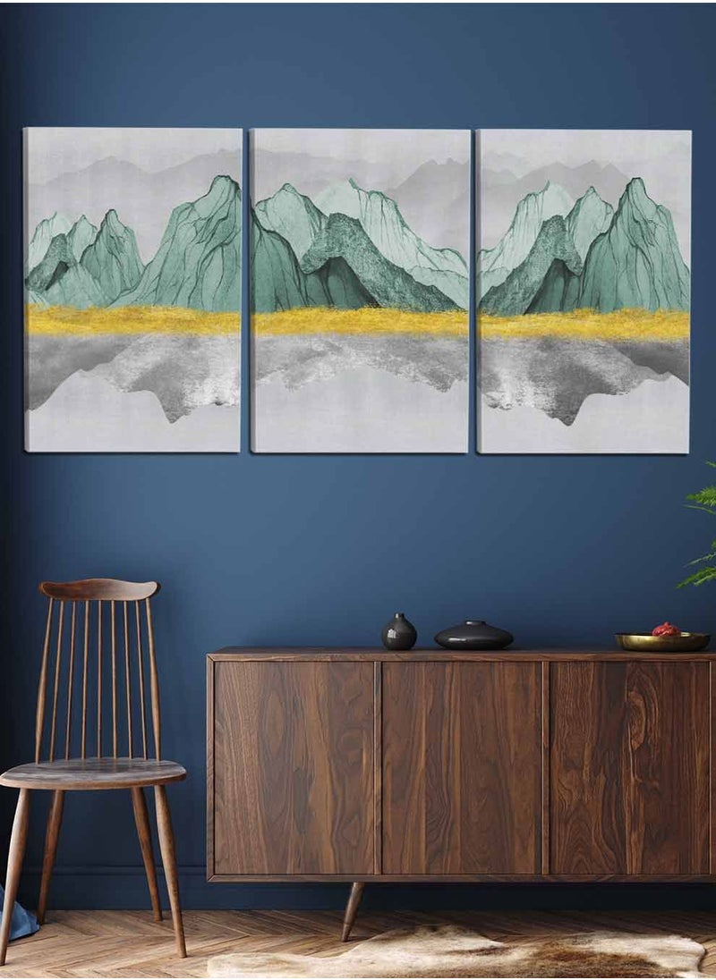 LOWHA Set Of 3 Framed Canvas Wall Arts Stretched Over Wooden Frame, Colorful Mountains Paintings, For Home, Living Room, Office Decor  - Image 2