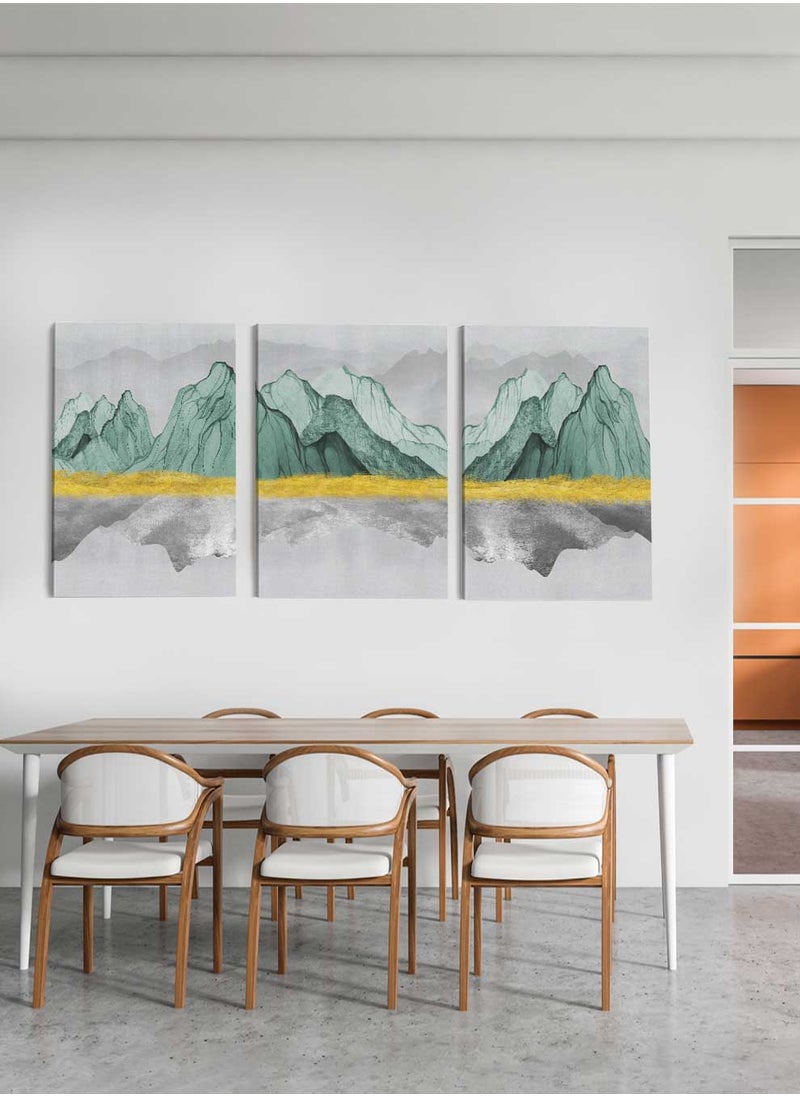 LOWHA Set Of 3 Framed Canvas Wall Arts Stretched Over Wooden Frame, Colorful Mountains Paintings, For Home, Living Room, Office Decor  - Image 4