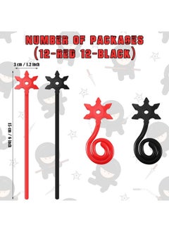 Civaner Ninja Party Favors Red And Black Stars Sticky Stretch Ninja Toys Elastic Funny Stars Toy For Ninja Birthday Party Favor Supplies (24 Pieces)  - Image 3