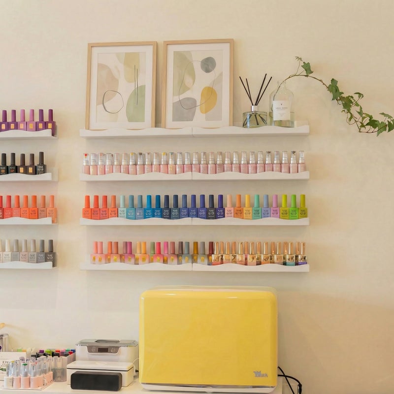 YMVV 15" Nail Polish Racks Wall Mounted Shelf,6 Pack White Acrylic Nail Polish Organizer Nail Supplies for Nail Techs,Great Display for Salons Retailers - Image 4