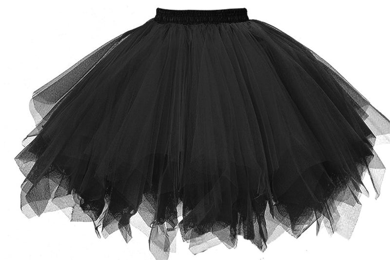 GOOBGS Musever 1950s Vintage Ballet Bubble Skirt Tulle Petticoat Puffy Tutu Black Small/Medium - Image 1