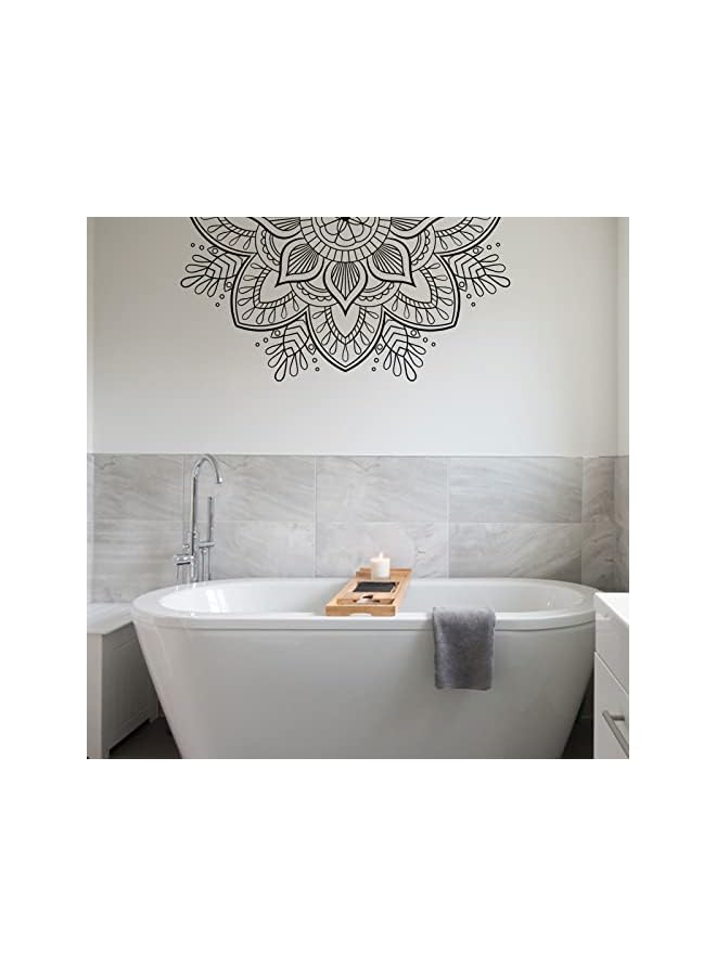The Bros Mandala Wall Decal Peel and Stick Half Mandala Wall Stickers Lotus Mandala Decals for Walls Flower Wall Sticker Removable Wall Decals for Bedroom Living Room Yoga Studio Decor  - Image 2