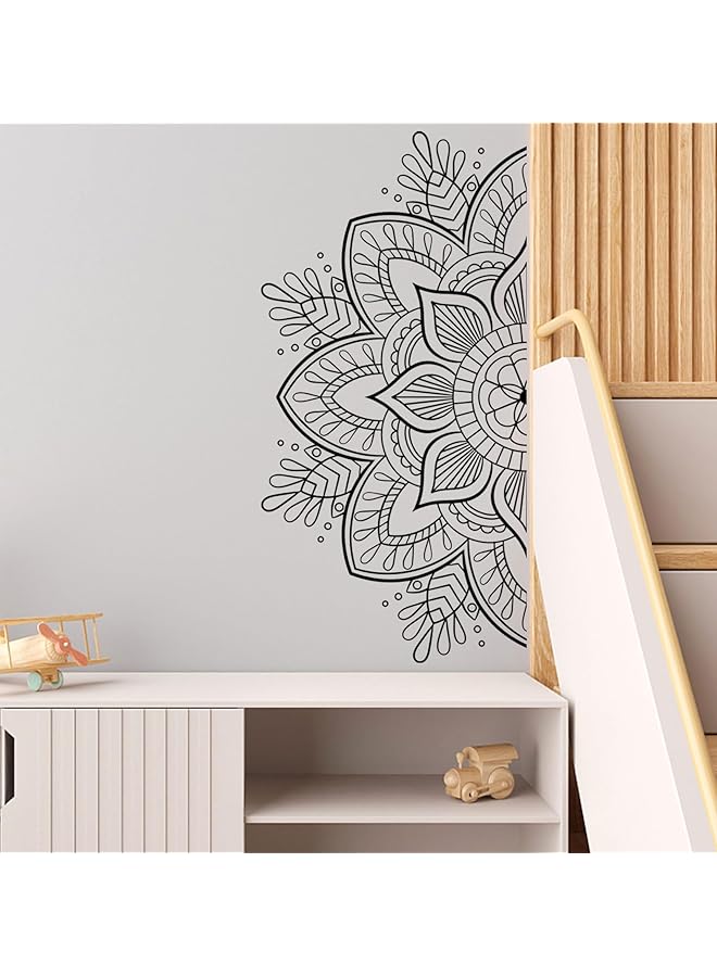 The Bros Mandala Wall Decal Peel and Stick Half Mandala Wall Stickers Lotus Mandala Decals for Walls Flower Wall Sticker Removable Wall Decals for Bedroom Living Room Yoga Studio Decor  - Image 1