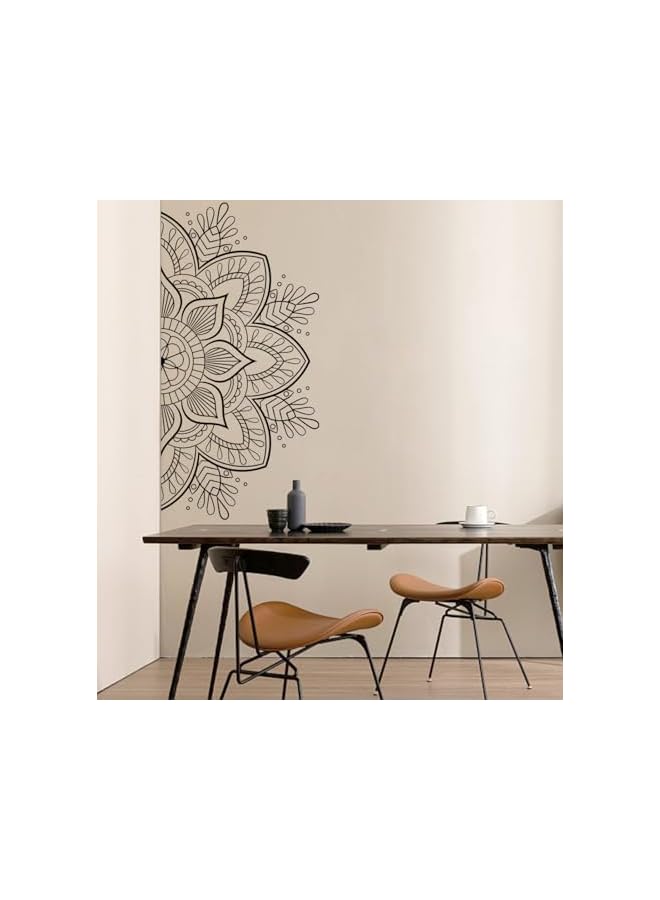 The Bros Mandala Wall Decal Peel and Stick Half Mandala Wall Stickers Lotus Mandala Decals for Walls Flower Wall Sticker Removable Wall Decals for Bedroom Living Room Yoga Studio Decor  - Image 3