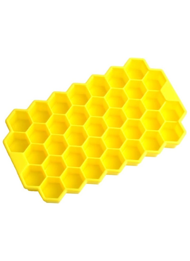 Generic - Honeycomb Silicone Flexible Ice Cube Tray with Lid, 37 Holes, Flexible and Soft Suitable for Beverage Fridge Freezer for Making Small Ice Cubes - yellow - Image 1
