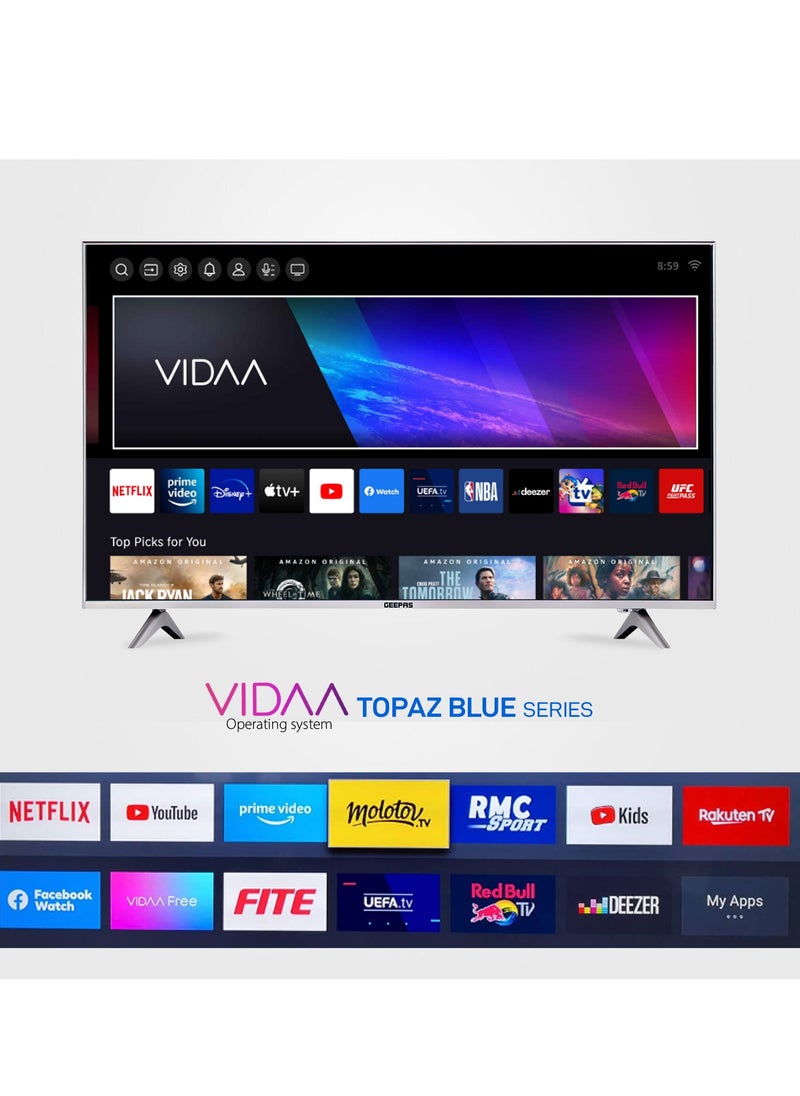 GEEPAS Geepas 65" VIDAA Professional TV- GLED6569SWCUHD| Smart Voice Controll, 4K Ultra HD, Smart TV with Frameless Design| With Remote Control, HDMI and USB Ports| Licensed Contents and Pre-Installed Apps  - Image 2