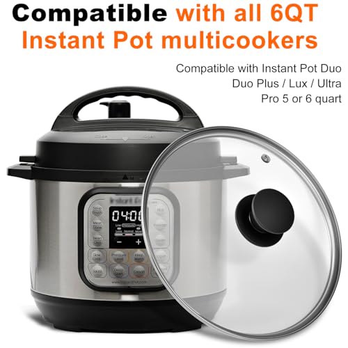 CZXNBI Tempered Glass Lid for Instant Pot 6 Quart, 9.1 Inch,Pressure Cooker Accessories,Replacement Parts for Instant pot,Heat Resistant Silicone Handle and Stainless Steel Rim - Image 2