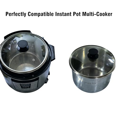 CZXNBI Tempered Glass Lid for Instant Pot 6 Quart, 9.1 Inch,Pressure Cooker Accessories,Replacement Parts for Instant pot,Heat Resistant Silicone Handle and Stainless Steel Rim - Image 3
