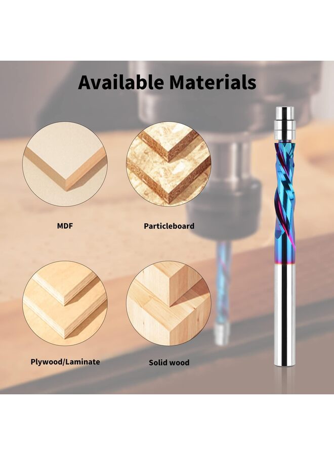 Up Down Compression Spiral Flush Trim Router Bit, 1/4 Inch Shank Solid Carbide Flush Trim Router Bits CNC Spiral Bit with Nano Coating - Image 2