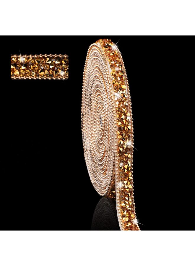 Resin Rhinestone Ribbon for Wedding Self-Adhesive Diamond Crystal Ribbon Roll Glitter Resin Diamond Ribbon for Craft DIY Bags Shoes Clothes (1 Yard, Gold) - Image 1