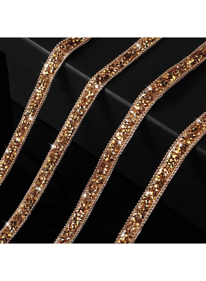Resin Rhinestone Ribbon for Wedding Self-Adhesive Diamond Crystal Ribbon Roll Glitter Resin Diamond Ribbon for Craft DIY Bags Shoes Clothes (1 Yard, Gold) - Image 2