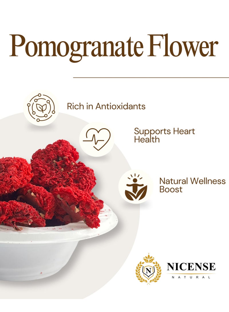 NICENSE Pomegranate Flower 100g Jar – Premium Dried Herbal Flower Tea, Natural Antioxidant & Wellness Booster - Image 2