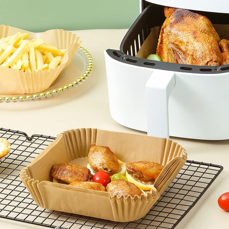 50Pcs Square Air Fryer Oil-Proof Paper Liner with a Clip, Disposable Non-Stick Parchment Cooking Paper for Air Frying Liners Water-proof Baking Paper for Roasting Microwave Oven L6.3×H1.8 Inch (50) - Image 2