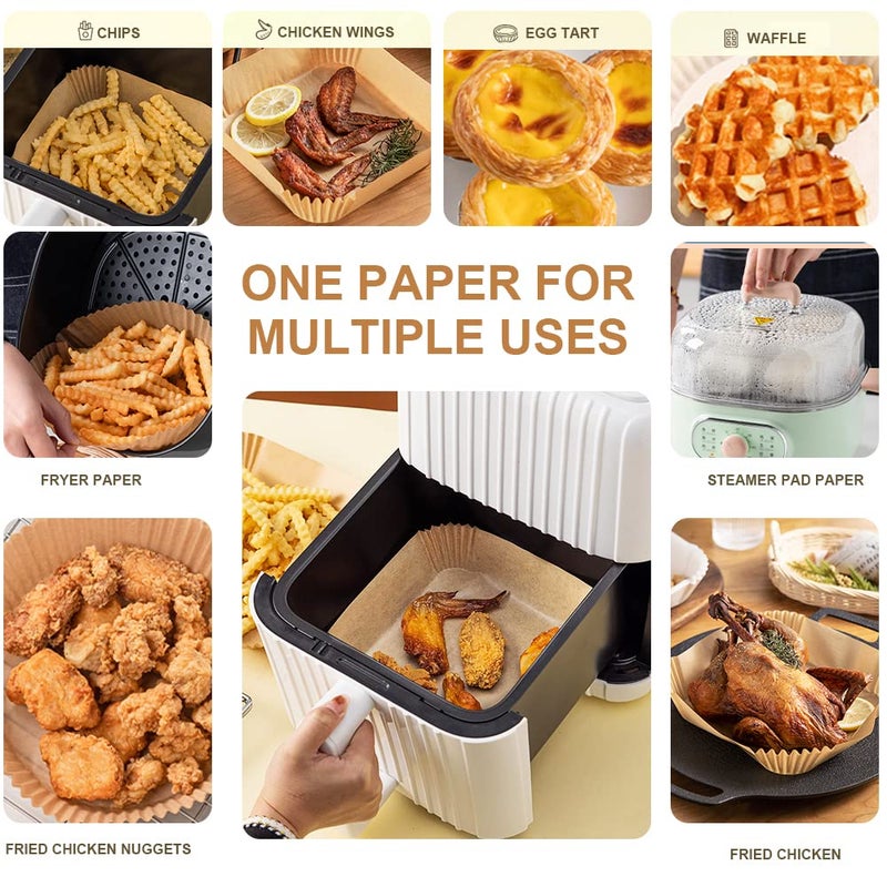 50Pcs Square Air Fryer Oil-Proof Paper Liner with a Clip, Disposable Non-Stick Parchment Cooking Paper for Air Frying Liners Water-proof Baking Paper for Roasting Microwave Oven L6.3×H1.8 Inch (50) - Image 4