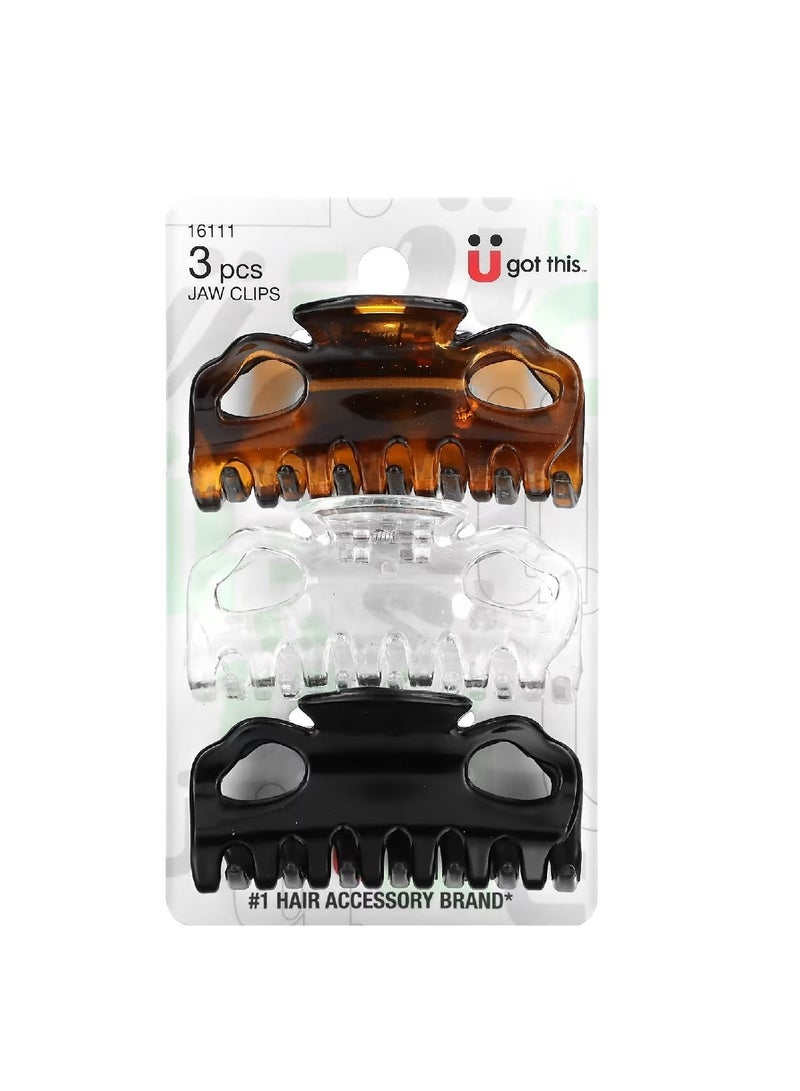Scunci Jaw Clips Assorted Colors 3 Pieces - Image 1