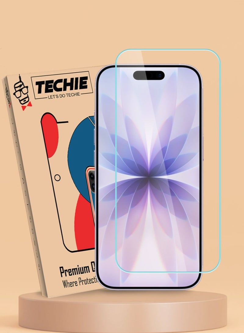 Techie iPhone 17 Pro / iPhone 17 Screen Protector HD Tempered Glass – 9H Hardness, Anti-Glare, Anti-Bubble, Ultra-Thin 0.33mm with Rounded Edges & Easy Installation - Image 1