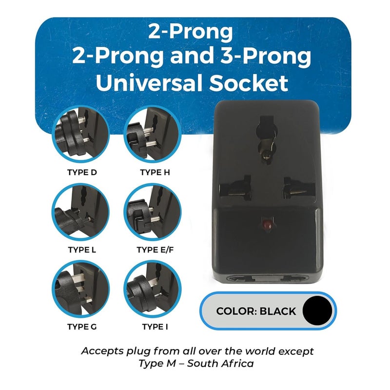 MX 3 Pin Multi Plug Socket Travel Adapter Universal Socket 3 in 1 Plug Extension Socket Travel Power Plug Adapter with Dual Inputs for Laptop Phone PC 3 in 1 Socket Pack of 1 - Image 2