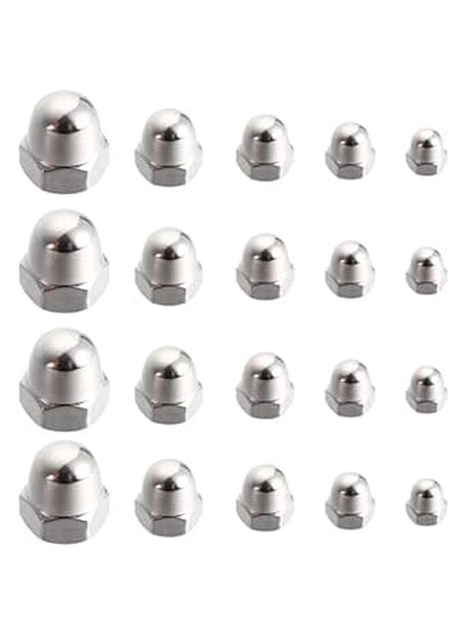 Stainless Steel Acorn Cap Nuts Assortment Kit 50pcs M3 M4 M5 M6 M8 Thread Diameter - Image 1