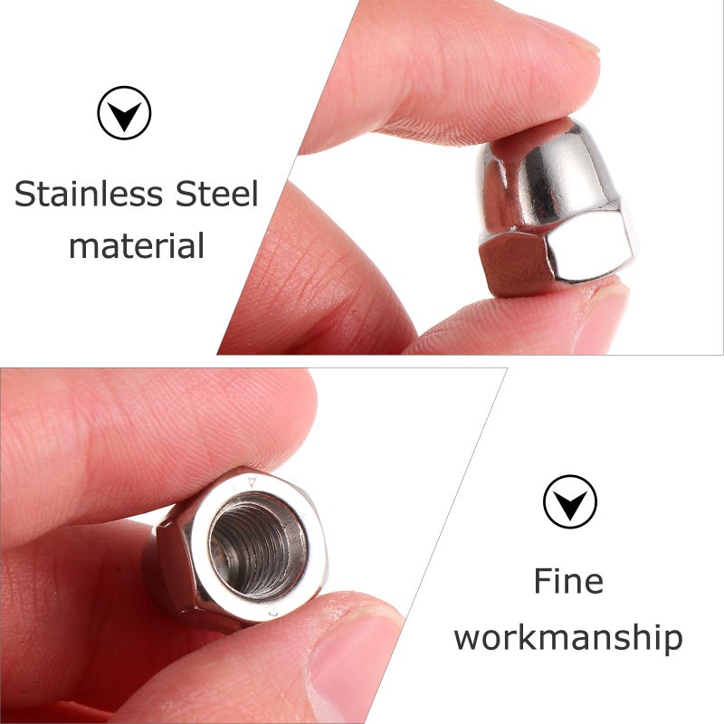 Stainless Steel Acorn Cap Nuts Assortment Kit 50pcs M3 M4 M5 M6 M8 Thread Diameter - Image 4