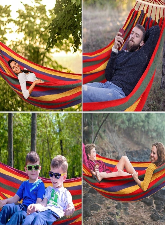 Baskety Double Person Cotton Hammock with Spreader Bars Ultralight Travel & Camping Hammock Swing Bed for Outdoor - Max Load 450 lbs (Red, 280 x 100 cm) - Image 5