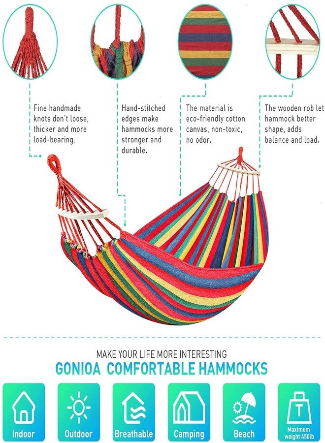 Baskety Double Person Cotton Hammock with Spreader Bars Ultralight Travel & Camping Hammock Swing Bed for Outdoor - Max Load 450 lbs (Red, 280 x 100 cm) - Image 4