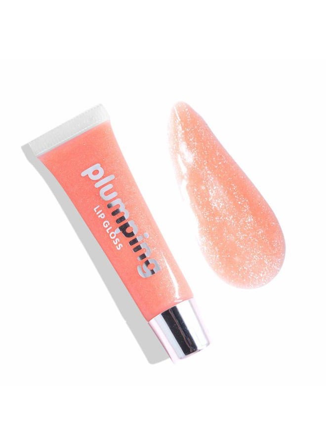 MAEPEOR Glitter Glossy Plumping Lipgloss 9 Colors Moisturizing Lip Plumper Shiny Jelly Lip Gloss Natural Liquid Lipstick for Women and Girls (Glitter Glossy, 02#Peachy Pink) - Image 1