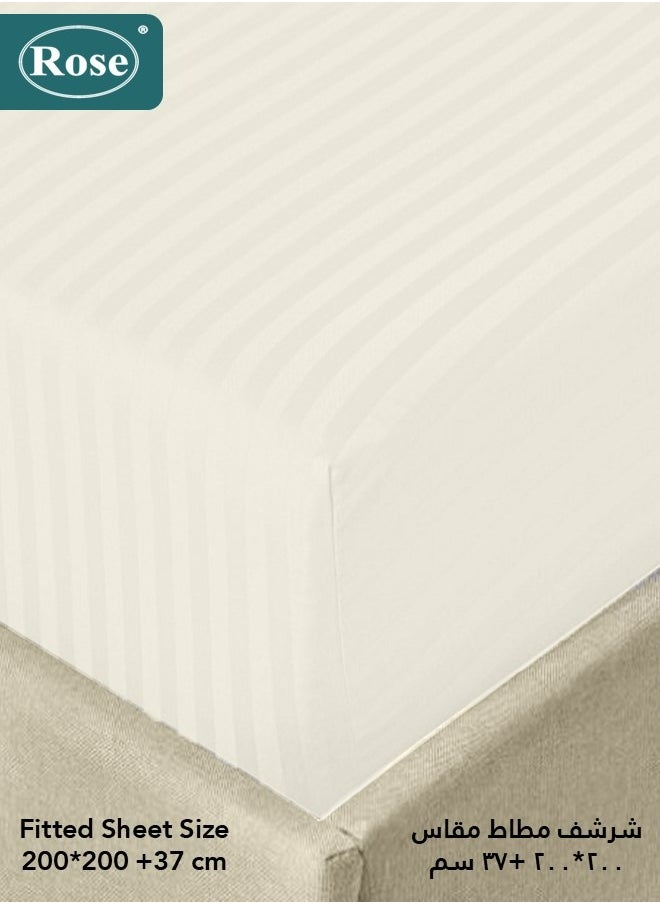 Rose ROSE Luxurious Striped Hotel Comforter, Premium Microfiber, Set of 6 pieces, Soft Lightweight, King size 260x240 cm, Off White  - Image 3