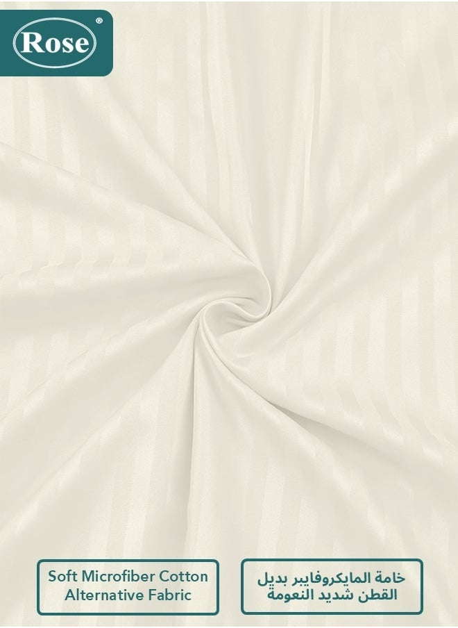 Rose ROSE Luxurious Striped Hotel Comforter, Premium Microfiber, Set of 6 pieces, Soft Lightweight, King size 260x240 cm, Off White  - Image 5