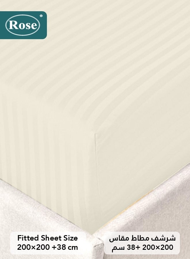 Rose Hotel Striped Comforter Set, Premium Microfiber, 6 Pieces, Fits 200x200 cm Double Size Bed, Breathable Soft Cooling, King Size Comforter, Off White - Image 4