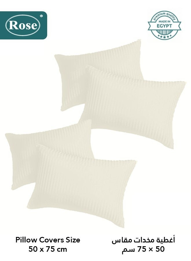 Rose Hotel Striped Comforter Set, Premium Microfiber, 6 Pieces, Fits 200x200 cm Double Size Bed, Breathable Soft Cooling, King Size Comforter, Off White - Image 5