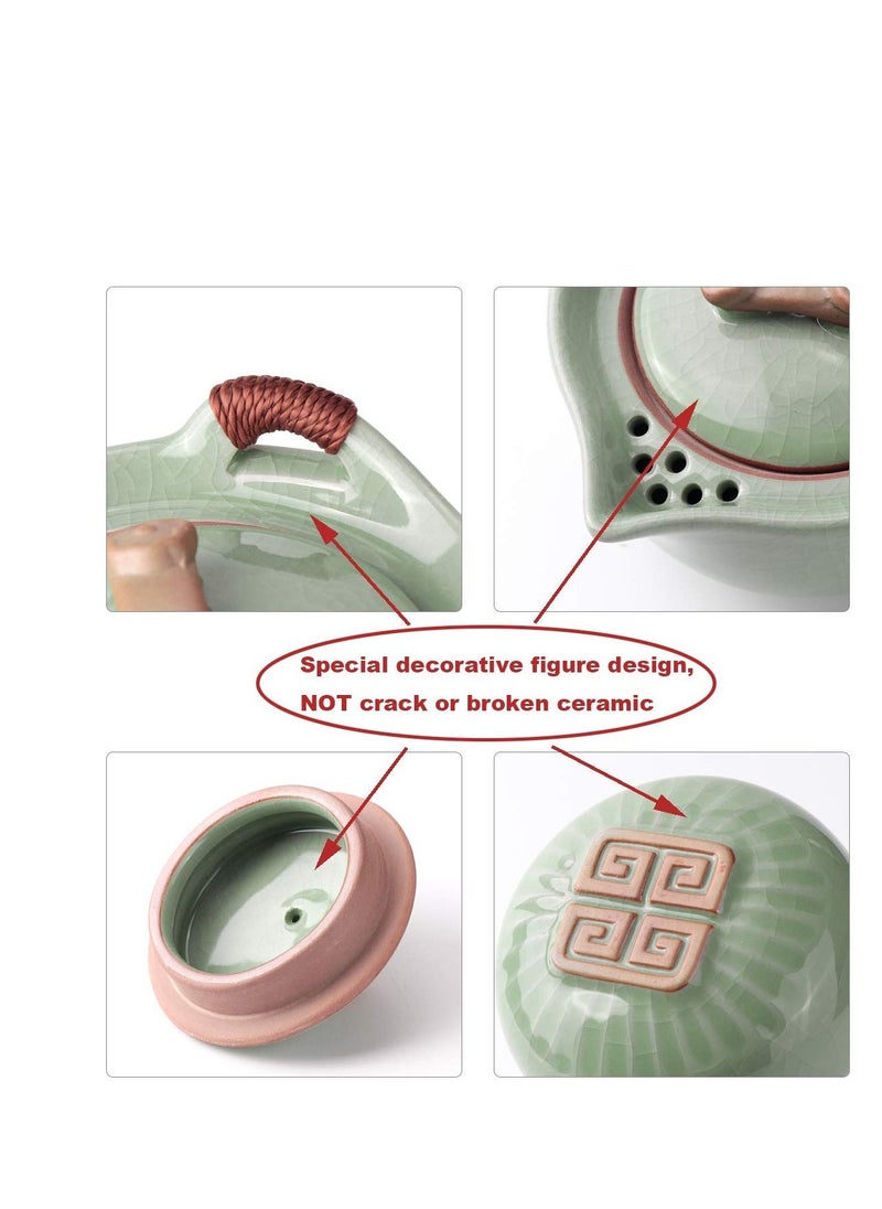 Travel Ceramic Tea Pot Set Chinese Kung Fu Teapot Set 1 Pot 2 Cups Porcelain Teacups with Tea Infuser Portable Bag for Home Office Outdoor Picnic  - Image 5