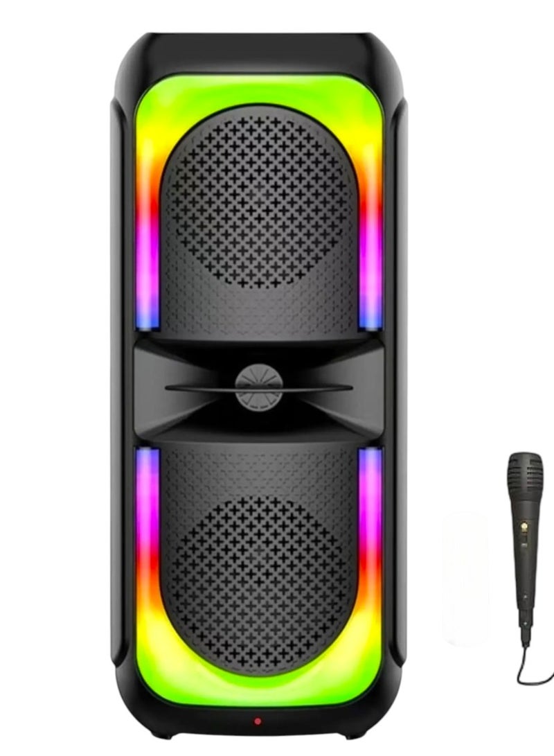 MIRCO New Dual 4-inch LED Colored Lights Bluetooth Audio Mobile Portable Colorful Dual Speaker Barrel Audio 5.0 Bluetooth Speaker - Image 1